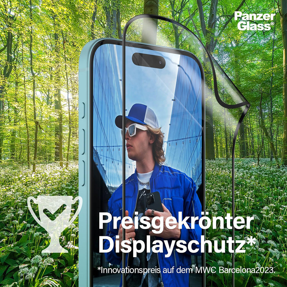 Προστατευτική Μεμβράνη Οθόνης PanzerGlass Ultra-Wide Fit EyeCare για Apple iPhone 16 Pro Max, Ενισχυμένο Γυαλί, Full Glue, Μαύρη