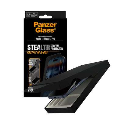 Προστατευτική Μεμβράνη Οθόνης PanzerGlass Ultra-Wide Fit Stealth Fastfit για Apple iPhone 17 Pro, Ενισχυμένο Γυαλί, Full Glue, Μαύρη