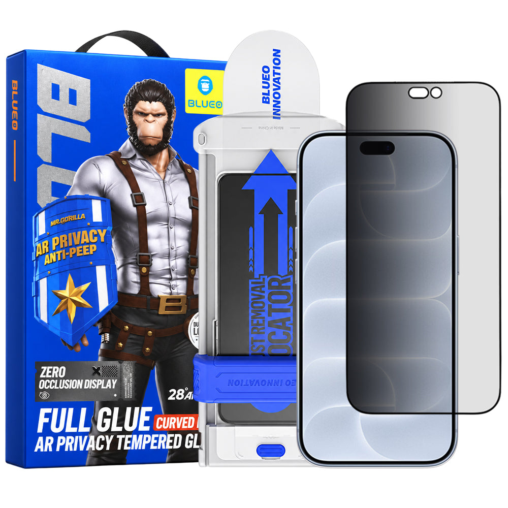 Προστατευτικό οθόνης Privacy Blueo Anti Peep AR Applicator Pro για Apple iPhone 18 Pro, Σκληρυμένο Γυαλί, Full Glue, 3D