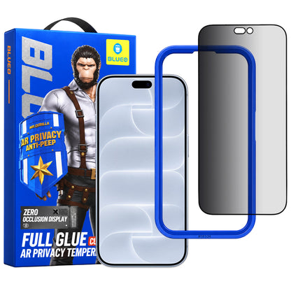 Προστατευτικό οθόνης Privacy Blueo Anti Peep AR για Apple iPhone 18 Pro, Σκληρυμένο Γυαλί, Full Glue, 3D