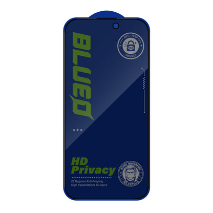 Blueo Anti-Peep Privacy Screen Protector for Apple iPhone 17e / 16e / 14 / 13 Pro, Tempered Glass, Full Glue