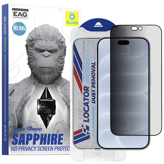 Προστατευτικό οθόνης Privacy Blueo Premium Sapphire Applicator για Apple iPhone 18 Pro, Σκληρυμένο Γυαλί, Full Glue