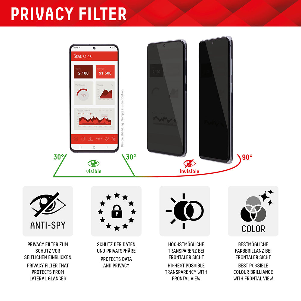 Προστατευτική μεμβράνη οθόνης Privacy Displex Real Glass για Apple iPhone 16 Plus, Ασφαλισμένο γυαλί, Πλήρης κόλλα