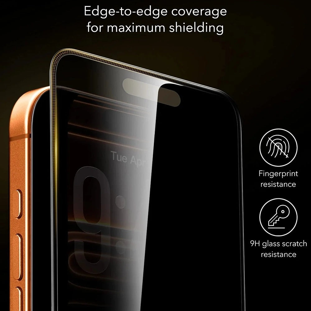 Προστατευτική μεμβράνη οθόνης Privacy ESR Armorite Pro UltraFit για Apple iPhone 18 Pro Max, Ασφαλισμένο γυαλί, Πλήρης κόλλα, Σετ 3 τεμαχίων