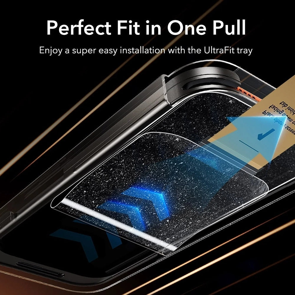 Προστατευτική μεμβράνη οθόνης Privacy ESR Armorite Pro UltraFit για Apple iPhone 18 Pro Max, Ασφαλισμένο γυαλί, Πλήρης κόλλα, Σετ 3 τεμαχίων
