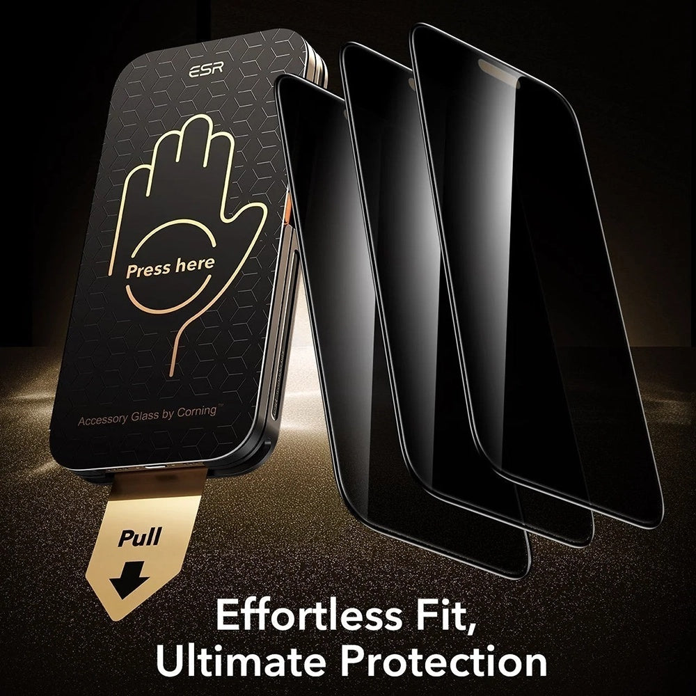 ESR Armorite Pro UltraFit Privacy Screen Protector for Apple iPhone 18 Pro, Tempered Glass, Full Glue, Set of 3 pieces