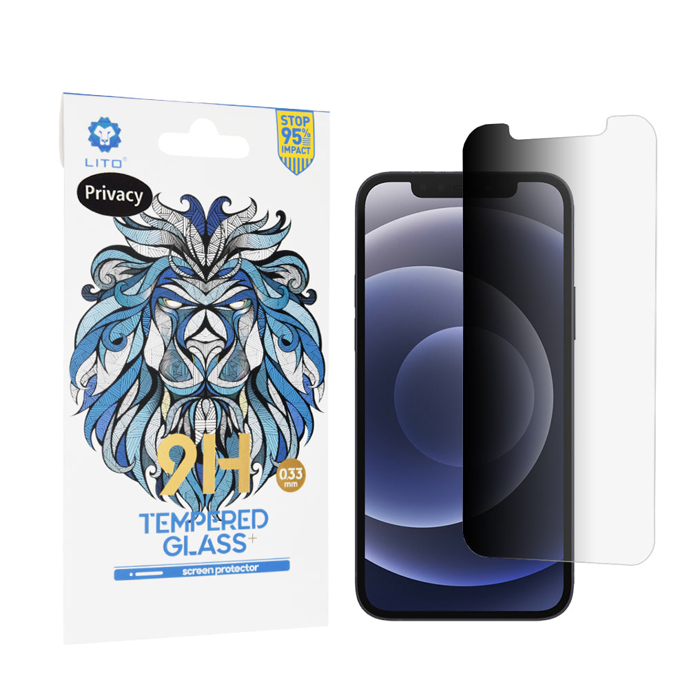 Προστατευτική μεμβράνη οθόνης Privacy Lito Classic για Apple iPhone 12 / 12 Pro, Ασφαλισμένο γυαλί, Full Glue, 2.5D