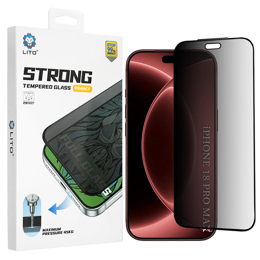 Lito D+ Max Strong Privacy Screen Protector for Apple iPhone 18 Pro Max, Tempered Glass, Full Glue