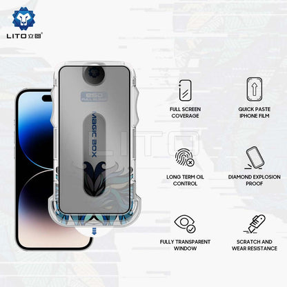 Προστατευτική μεμβράνη οθόνης Privacy Lito Magic Glass Box D+ Tools για Apple iPhone 16 Pro, Ασφαλισμένο γυαλί, Πλήρης κόλλα
