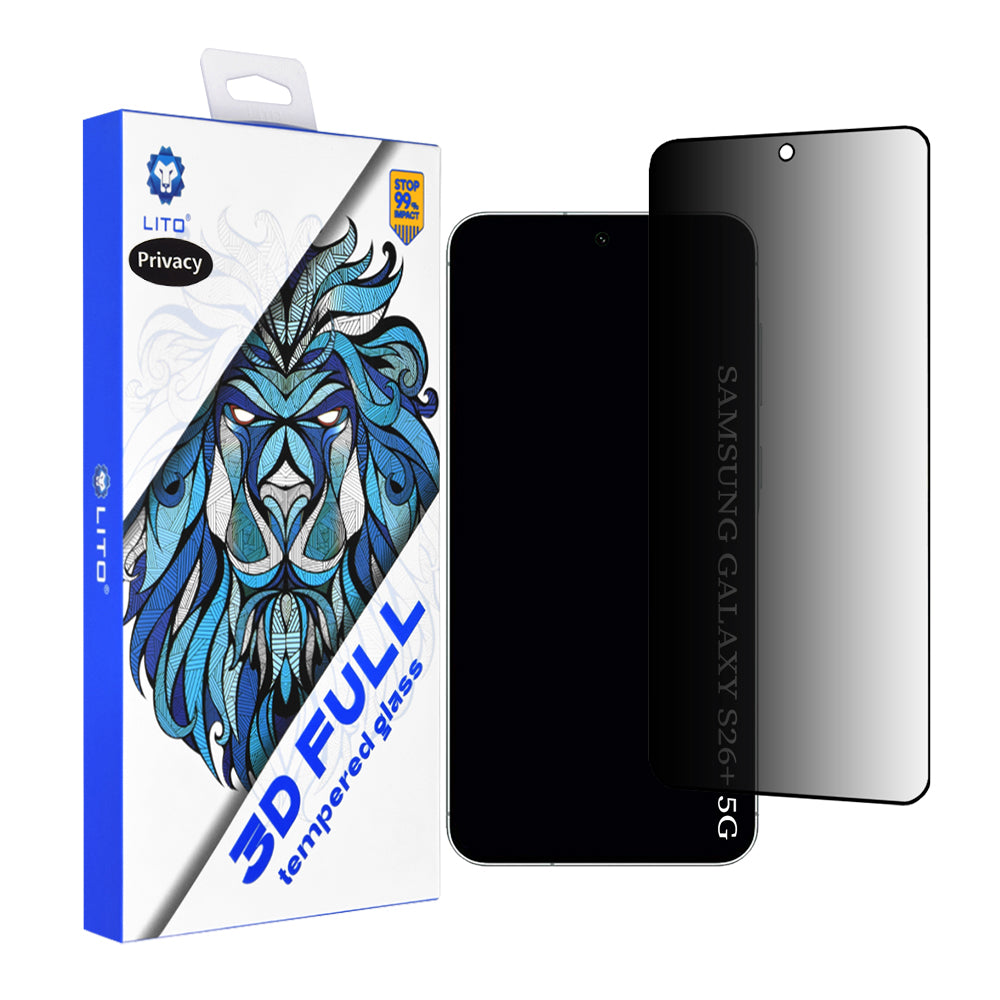 Προστατευτική Μεμβράνη Οθόνης Privacy Lito για Samsung Galaxy S26 Plus S947, Ενισχυμένο Γυαλί, Full Glue, 3D