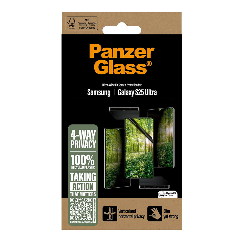 Προστατευτική Μεμβράνη Οθόνης Privacy PanzerGlass Ultra-Wide Fit Eco Matrix 4-Way για Samsung Galaxy S25 Ultra S938, Ενισχυμένο Γυαλί, Full Glue