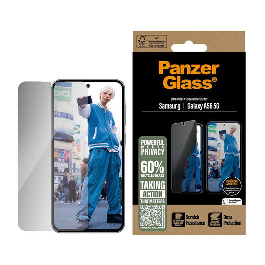 Προστατευτική Μεμβράνη Οθόνης Privacy PanzerGlass Ultra-Wide Fit για Samsung Galaxy A56 A566, Ενισχυμένο Γυαλί, Full Glue