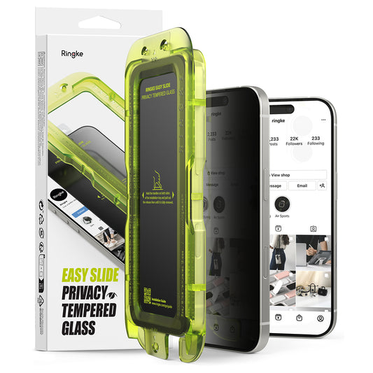Προστατευτική μεμβράνη οθόνης Privacy Ringke Easy Slide για Apple iPhone 17, Ασφαλισμένο γυαλί, Πλήρης κόλλα, Σετ 2 τεμαχίων