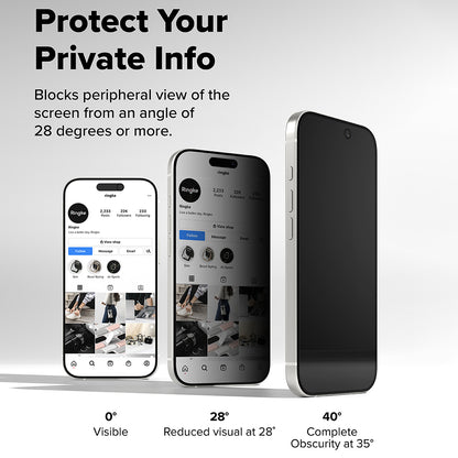 Privacy Screen Protector Ringke Easy Slide for Apple iPhone 17, Tempered Glass, Full Glue, Set of 2 pieces