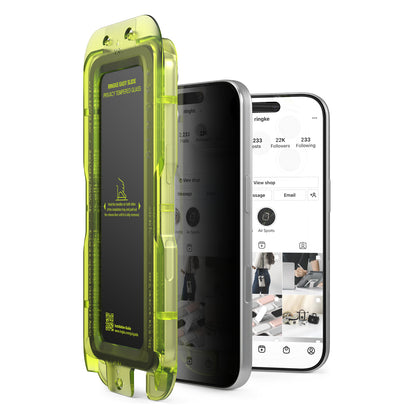 Προστατευτική μεμβράνη οθόνης Privacy Ringke Easy Slide για Apple iPhone 18 Pro Max, Ασφαλισμένο γυαλί, Πλήρης κόλλα, Σετ 2 τεμαχίων