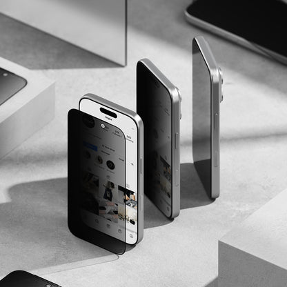 Προστατευτική μεμβράνη οθόνης Privacy Ringke Easy Slide για Apple iPhone 18 Pro Max, Ασφαλισμένο γυαλί, Πλήρης κόλλα, Σετ 2 τεμαχίων