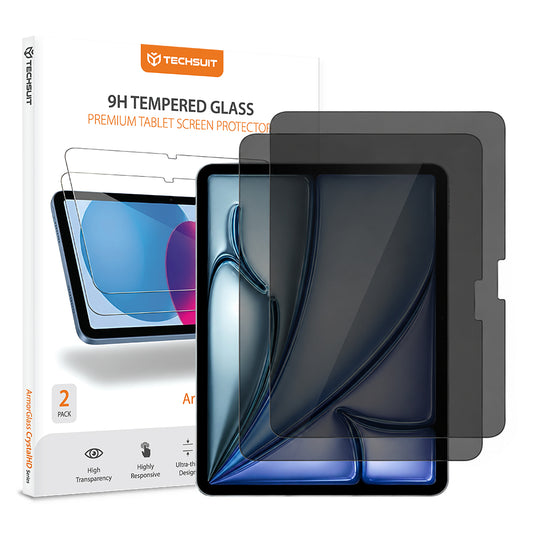 Προστατευτική μεμβράνη οθόνης Privacy Techsuit ArmorGlass CrystalHD για Apple iPad Air 11 (2026), Ασφαλισμένο γυαλί, Πλήρης κόλλα, Σετ 2 τεμαχίων
