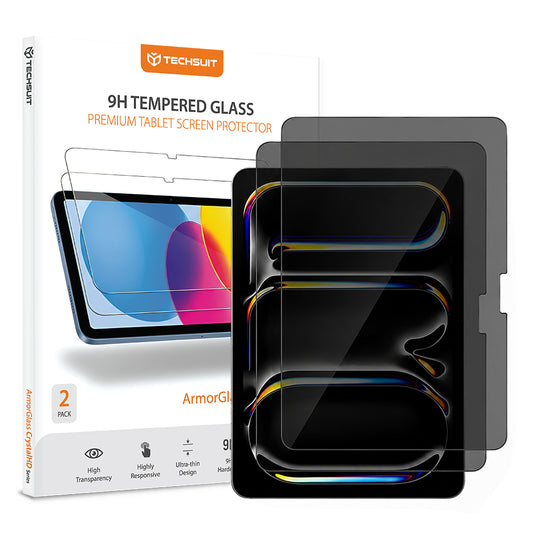 Προστατευτική μεμβράνη οθόνης Privacy Techsuit ArmorGlass CrystalHD για Apple iPad Pro 11 (2024), Ασφαλισμένο γυαλί, Πλήρης κόλλα, Σετ 2 τεμαχίων