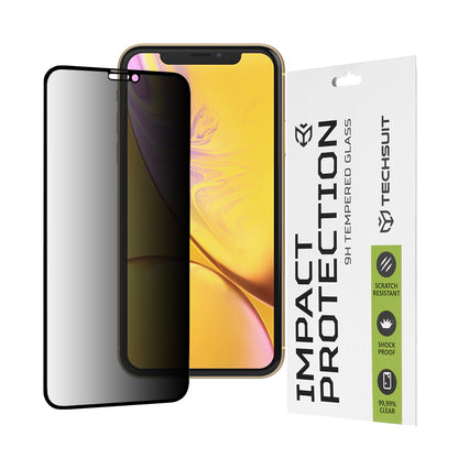 Προστατευτική μεμβράνη οθόνης Privacy Techsuit για Apple iPhone 11 / XR, Ασφαλισμένο γυαλί, Πλήρης κόλλα, 111D
