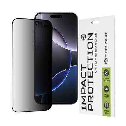 Προστατευτική μεμβράνη οθόνης Privacy Techsuit για Apple iPhone 16 Pro Max, Ασφαλισμένο γυαλί, Full Glue, 111D