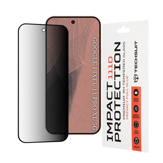 Προστατευτική μεμβράνη οθόνης Privacy Techsuit για Google Pixel 11 Pro XL, Ασφαλισμένο γυαλί, Πλήρης κόλλα, 111D