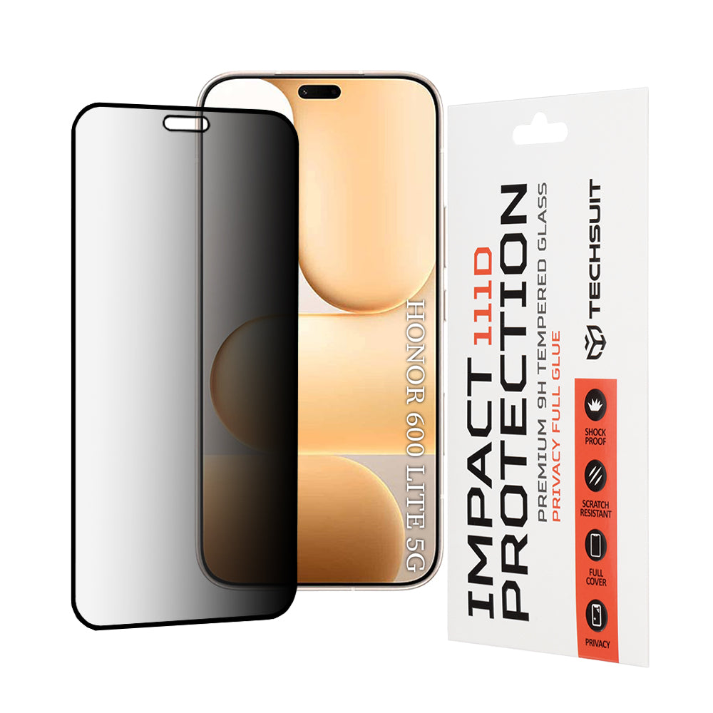 Προστατευτική Μεμβράνη Οθόνης Privacy Techsuit για Honor 600 Lite, Ενισχυμένο Γυαλί, Full Glue, 111D