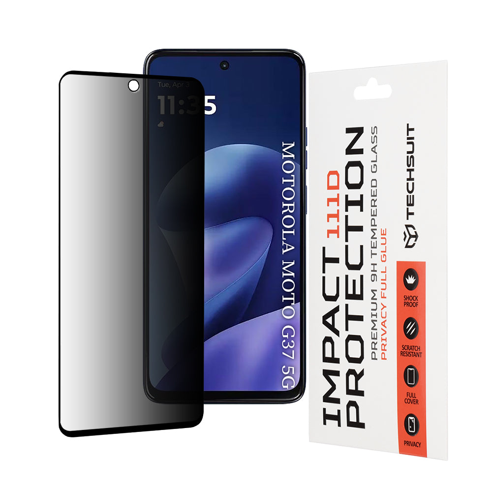 Προστατευτική μεμβράνη οθόνης Privacy Techsuit για Motorola Moto G47 / G37 Power / G37, Ασφαλισμένο γυαλί, Full Glue, 111D