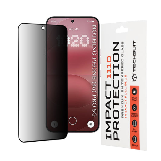 Προστατευτική Μεμβράνη Οθόνης Privacy Techsuit για Nothing Phone (4a) Pro, Ενισχυμένο Γυαλί, Full Glue, 111D