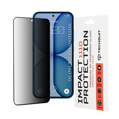 Privacy Techsuit Screen Protector for Nothing Phone (4a), Tempered Glass, Full Glue, 111D