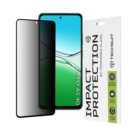 Προστατευτική μεμβράνη οθόνης Privacy Techsuit για Oppo A5 4G, Ασφαλισμένο γυαλί, Πλήρης κόλλα, 111D
