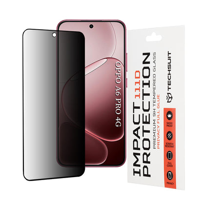 Προστατευτική Μεμβράνη Οθόνης Privacy Techsuit για Oppo A6 Pro 5G / A6 Pro 4G, Ενισχυμένο Γυαλί, Full Glue, 111D