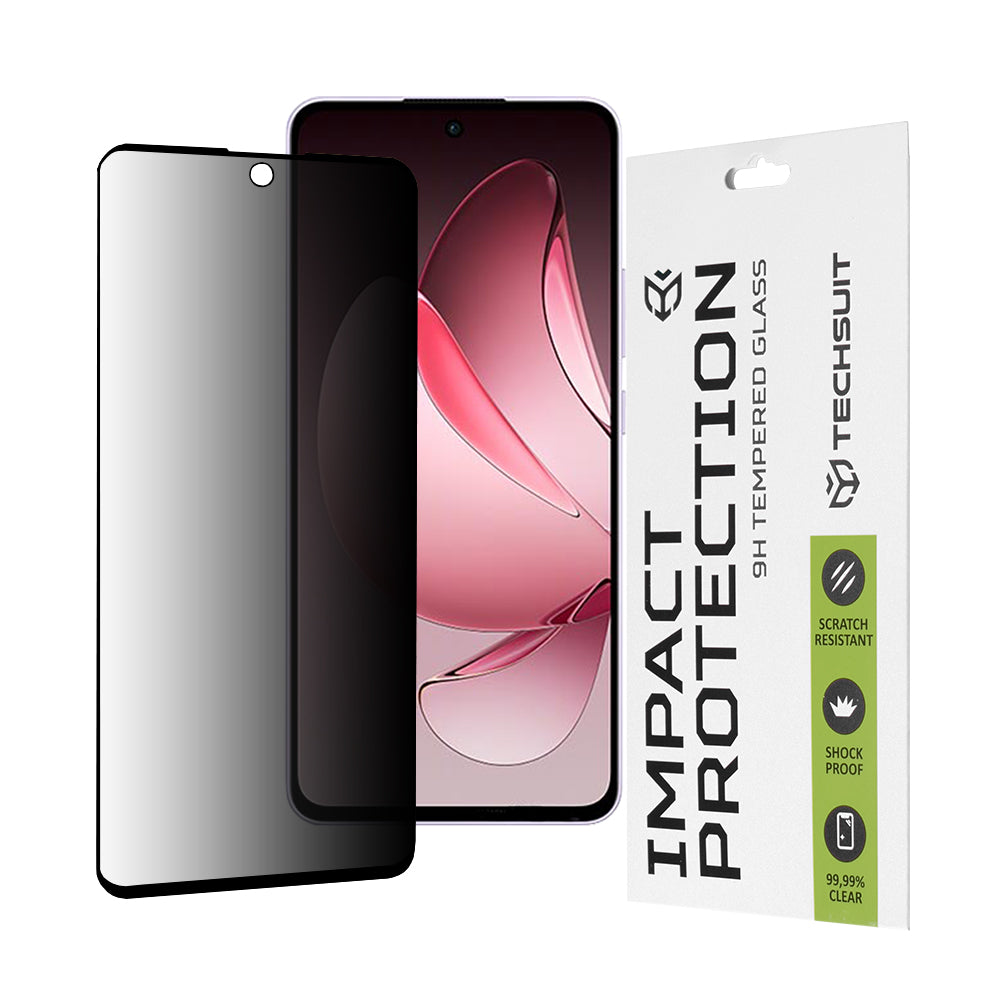 Προστατευτική μεμβράνη οθόνης Privacy Techsuit για Oppo Reno13 FS 5G / Reno13 F 4G / Reno13 F, Ασφαλισμένο γυαλί, Πλήρης κόλλα, 111D