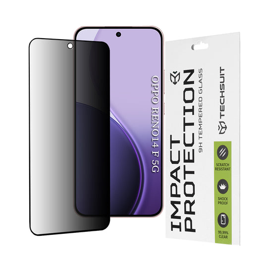 Προστατευτική μεμβράνη οθόνης Privacy Techsuit για Oppo Reno14 FS 5G / Reno14 F, Ασφαλισμένο γυαλί, Πλήρης κόλλα, 111D