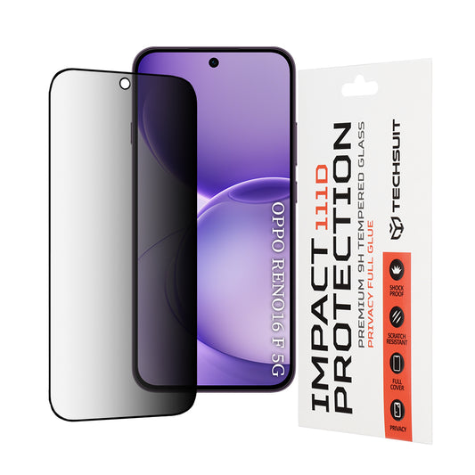 Προστατευτική μεμβράνη οθόνης Privacy Techsuit για Oppo Reno16 F / Reno16 FS, Ασφαλισμένο γυαλί, Πλήρης κόλλα, 111D
