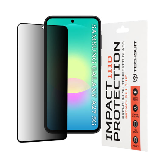 Προστατευτική μεμβράνη οθόνης Privacy Techsuit για Samsung Galaxy A27 5G, Ασφαλισμένο γυαλί, Πλήρης κόλλα, 111D
