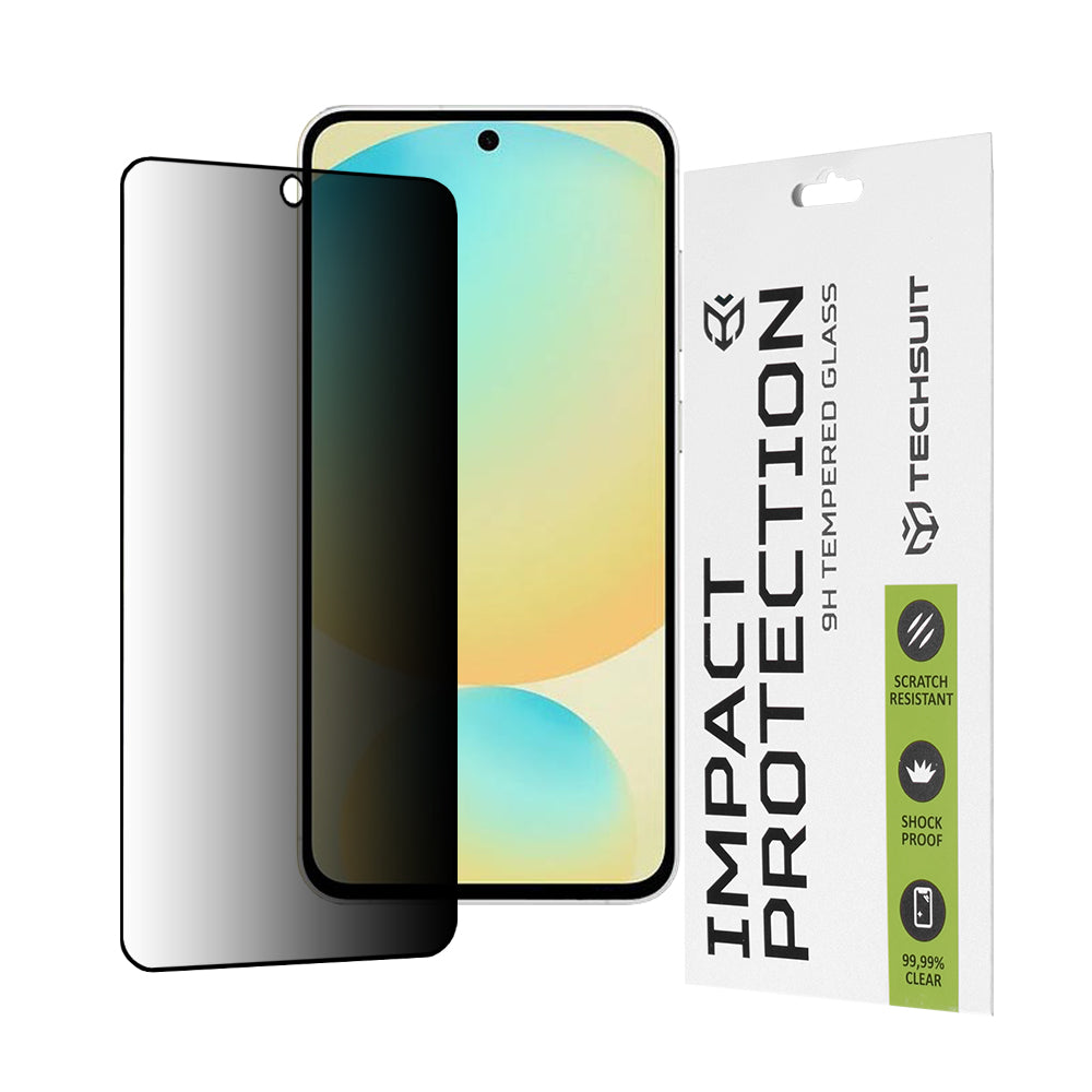 Προστατευτική μεμβράνη οθόνης Privacy Techsuit για Samsung Galaxy S24 FE S721, Ασφαλισμένο γυαλί, Πλήρης κόλλα, 111D