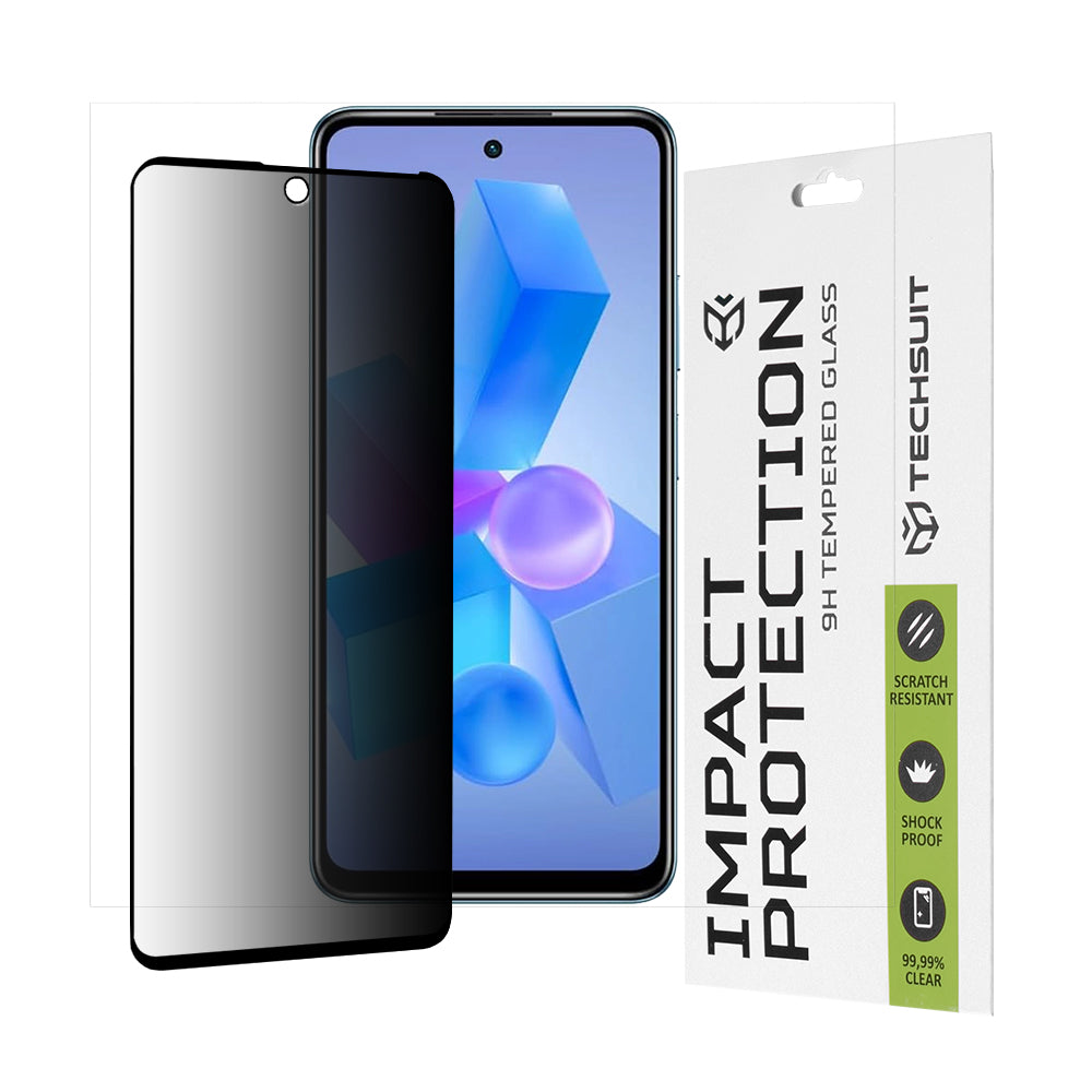 Προστατευτική μεμβράνη οθόνης Privacy Techsuit για Tecno Spark 20 Pro / Pova 5 Pro / Hot 40 / Hot 40 Pro, Ασφαλισμένο γυαλί, Πλήρης κόλλα, 111D