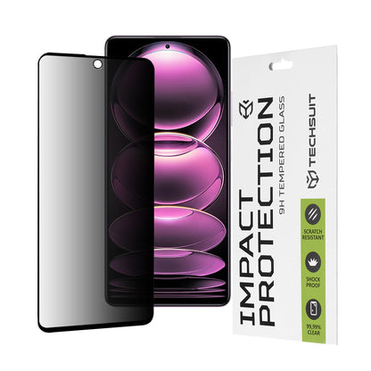 Προστατευτική μεμβράνη οθόνης Privacy Techsuit για Xiaomi Poco X5 Pro / Redmi Note 12 Pro 5G / Note 12 Pro+, Ασφαλισμένο γυαλί, Full Glue, 111D