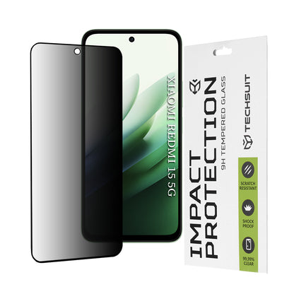 Προστατευτική μεμβράνη οθόνης Privacy Techsuit για Xiaomi Redmi 15 5G / 15 4G, Ασφαλισμένο γυαλί, Πλήρης κόλλα, 111D