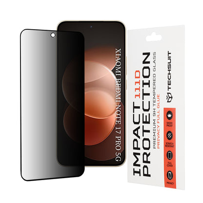 Προστατευτική μεμβράνη οθόνης Privacy Techsuit για Xiaomi Redmi Note 17 Pro / Note 17 Pro Max, Ασφαλισμένο γυαλί, Πλήρης κόλλα, 111D