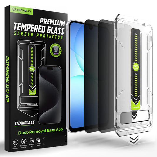 Προστατευτική μεμβράνη οθόνης Privacy Techsuit TitanGlass CrystalHD για Samsung Galaxy A17 5G / A16 5G A166, Ασφαλισμένο γυαλί, Πλήρης κόλλα, Σετ 2 τεμαχίων