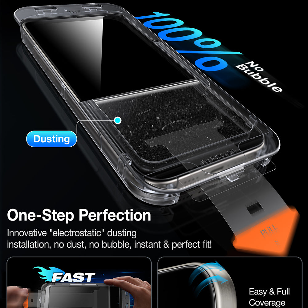 Προστατευτική μεμβράνη οθόνης Privacy Torras GlassGo Install Master για Apple iPhone 16 Pro Max, Ασφαλισμένο Γυαλί, Πλήρης Κόλλα