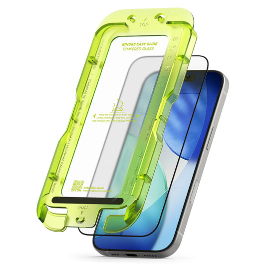 Προστατευτική μεμβράνη οθόνης Ringke Easy Slide για Apple iPhone 17, Ασφαλισμένο γυαλί, Πλήρης κόλλα, Σετ 2 τεμαχίων
