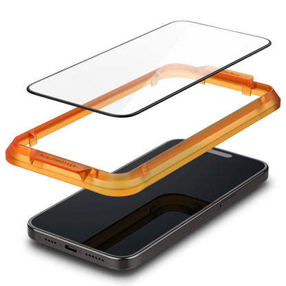 Προστατευτική Μεμβράνη Οθόνης Spigen GlastR Align Master για Apple iPhone 15 Plus, Ενισχυμένο Γυαλί, Full Glue, Σετ 2 τεμαχίων, Μαύρη AGL06886