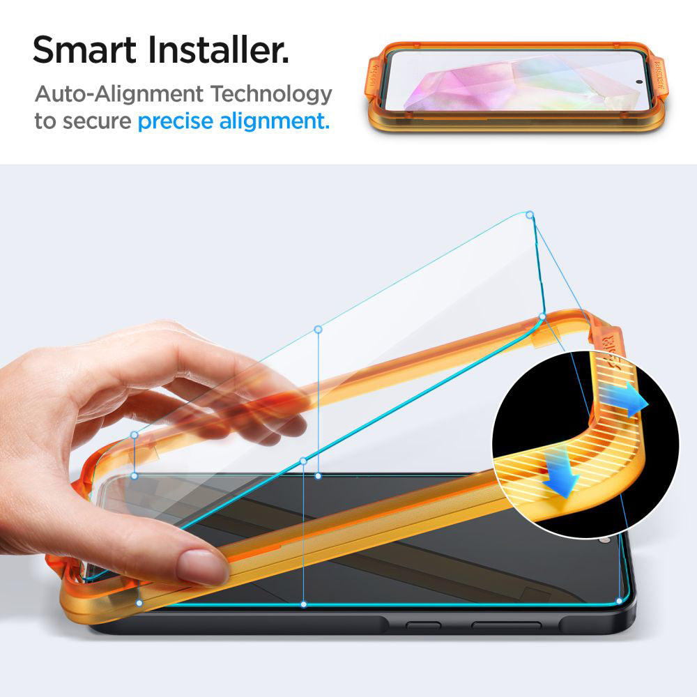 Προστατευτική Μεμβράνη Οθόνης Spigen GlastR Align Master για Samsung Galaxy M35 / A35 5G A356, Ενισχυμένο Γυαλί, Πλήρης Κόλληση, Σετ 2 Τεμαχίων AGL07772