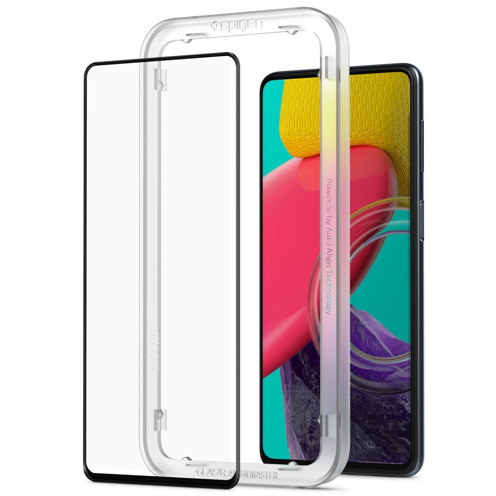 Προστατευτικό Φιλμ Οθόνης Spigen GlastR Align Master για Samsung Galaxy M53 M536, Ενισχυμένο Γυαλί, Πλήρης Κόλληση, Μαύρο