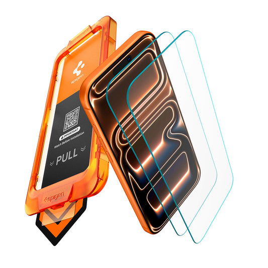 Προστατευτική μεμβράνη οθόνης Spigen GlastR AlignMaster S για Apple iPhone 18 Pro Max / 17 Pro Max, Ασφαλισμένο γυαλί, Πλήρης κόλλα, Σετ 2 τεμαχίων AGL10101