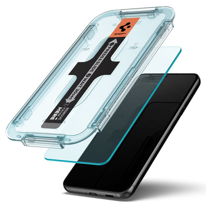 Προστατευτική μεμβράνη οθόνης Spigen GlastR EZ FIT για Samsung Galaxy S22 5G S901, Ασφαλισμένο γυαλί, Πλήρης κόλλα, Σετ 2 τεμαχίων AGL04151