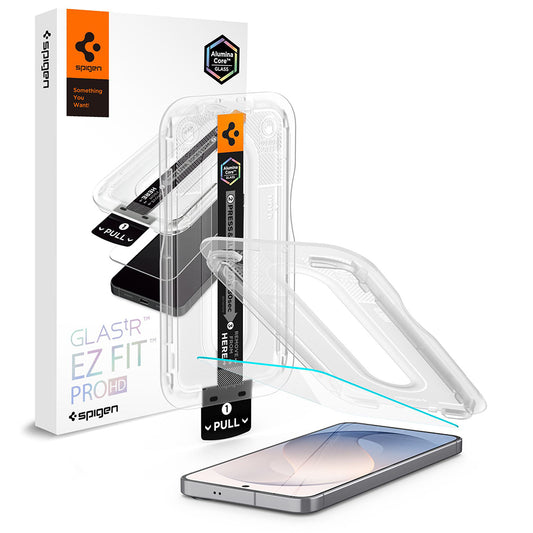 Προστατευτική μεμβράνη οθόνης Spigen GlastR EZ FIT Pro HD για Samsung Galaxy S26 FE S741, Ασφαλισμένο γυαλί, Full Glue AGL11996
