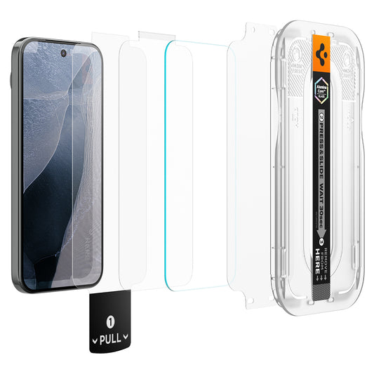 Προστατευτική μεμβράνη οθόνης Spigen GlastR EZ FIT Pro για Google Pixel 11 Pro / 11, Ασφαλισμένο γυαλί, Πλήρης κόλλα, Σετ 2 τεμαχίων AGL11480